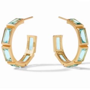 Julie Vos Gold Hoops with Aqua Accents